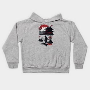 Red sun samurai Kids Hoodie